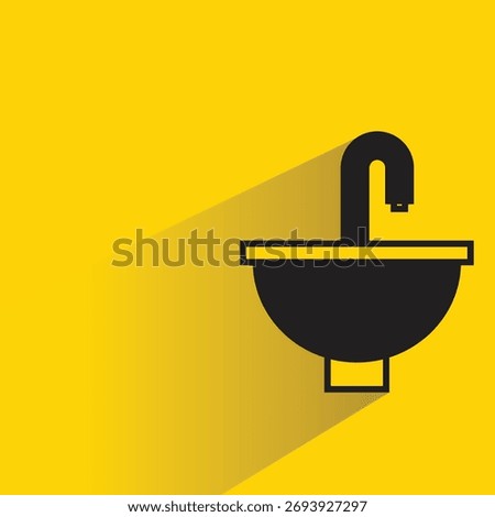 basin sink icon with shadow yellow background