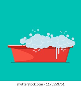 Basin with soap suds - Vector illustration.