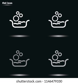 Basin with soap suds and water flat grayscale vector icon.