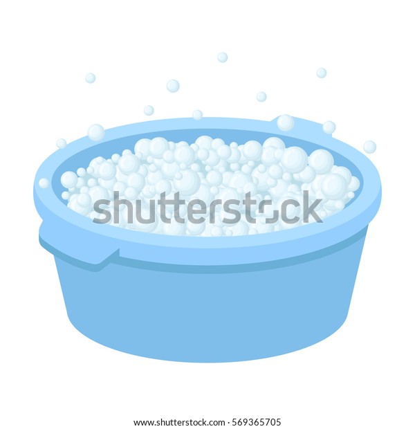 白い背景に洗面器とせっけんの砂糖と水のアイコン クリーニングシンボルのストックベクターイラスト のベクター画像素材 ロイヤリティフリー