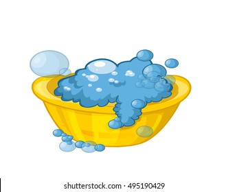 basin with soap suds and water, washing clothes, washing