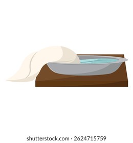 Basin with towel. Vector illustration