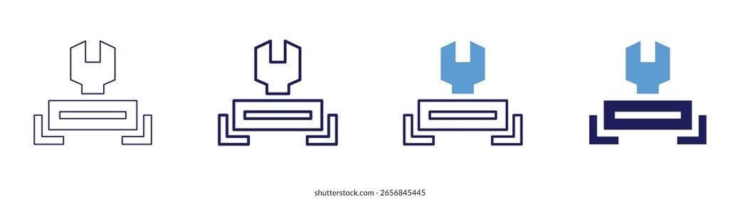 Icono de llave de lavabo en 4 estilos diferentes. Línea delgada, línea, línea en negrita, duotono. Estilo duotono. Trazo editable.