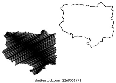 Basingstoke and Deane Non-metropolitan district, Borough (United Kingdom of Great Britain and Northern Ireland, ceremonial county Hampshire or Hants, England) map vector illustration, scribble sketch