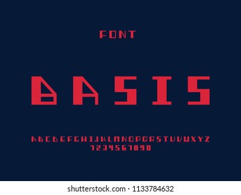 Basis bold font. Vector alphabet letters and numbers. Typeface design. 