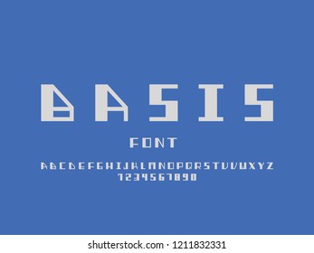 Basis bold font. Vector alphabet letters and numbers. Typeface design. 
