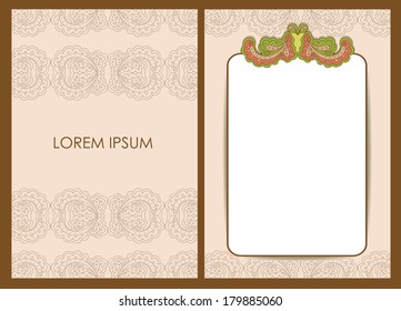 basis for cards, notepads, books bookend with floral ornament on beige