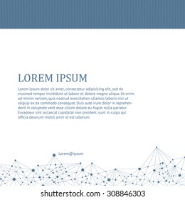 The basis for the design. Grid with triangles and dots in vector. Background with vertical lines blue color. Lines with torn edges
