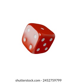 The basis of gambling. A red cube with the numbers five, four and one on its sides in vector 3D. Ideal for projects related to casinos and table games, on an isolated background.