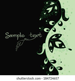 basis for leaflets design with a floral branch in black and green