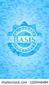 Basis light blue emblem. Mosaic background