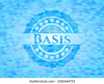 Basis light blue emblem with triangle mosaic background