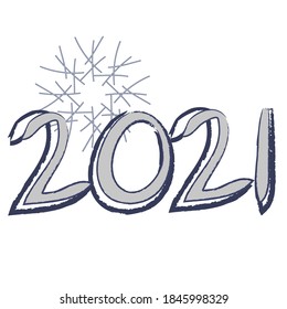 La base para las tarjetas de Año Nuevo. Copo de nieve y fecha (2021) como símbolos del Año Nuevo. Ilustración vectorial.