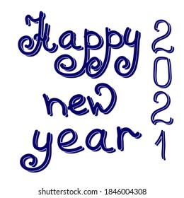 The basis for new year's cards. Snowflake and date (2021) as symbols of the New year. Vector illustration.