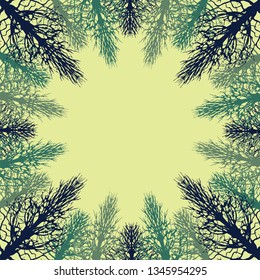the basis for the postcard with the image of stylized trees, bottom view