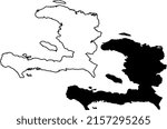 Basis silhouettes on white background. Map of Haiti