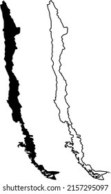 Basis silhouettes on white background. Map of Chile