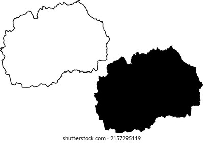 Basis silhouettes on white background. Map of Macedonia