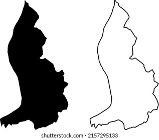 Siluetas de fondo blanco. Mapa de Liechtenstein
