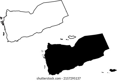 Basis silhouettes on white background. Map of Yemen