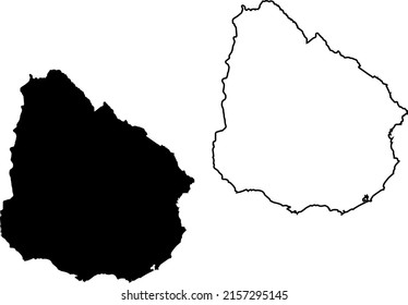 Basis silhouettes on white background. Map of Uruguay