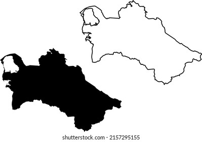 Siluetas de fondo blanco. Mapa de Turkmenistán