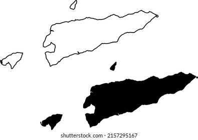 Basis silhouettes on white background. Map of Timor East
