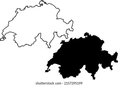 Siluetas de fondo blanco. Mapa de Suiza