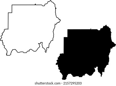 Basis silhouettes on white background. Map of Sudan