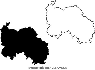 Basis silhouettes on white background. Map of South Ossetia