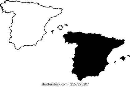 Basis silhouettes on white background. Map of Spain
