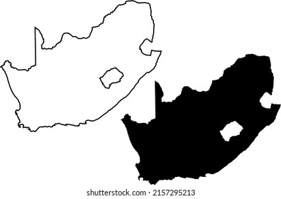 Siluetas de fondo blanco. Mapa de Sudáfrica