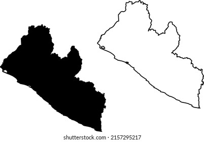 Basis silhouettes on white background. Map of Liberia