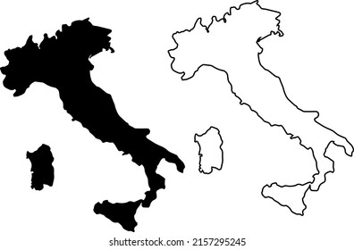 Basis silhouettes on white background. Map of Italy