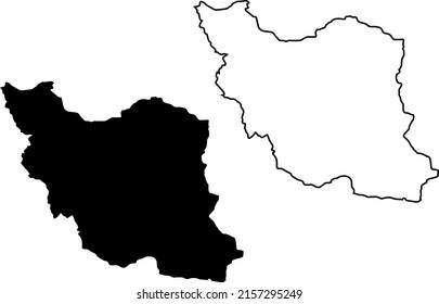 Basis silhouettes on white background. Map of Iran