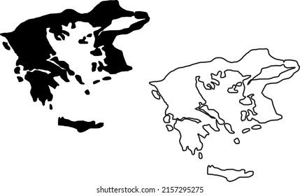 Siluetas de fondo blanco. Mapa de Grecia
