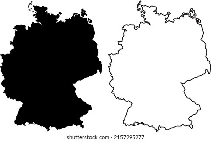 Siluetas de fondo blanco. Mapa de Alemania