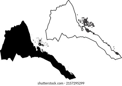 Basis silhouettes on white background. Map of Eritrea
