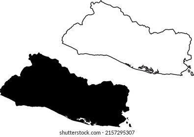 Basis silhouettes on white background. Map of El Salvador