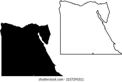 Basis silhouettes on white background. Map of Egypt