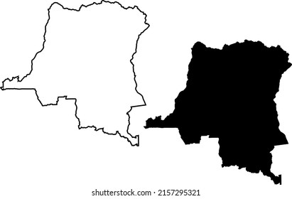 Siluetas de fondo blanco. Mapa de la República Democrática del Congo