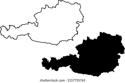 Basis-Silhouetten auf weißem Hintergrund. Karte Österreichs