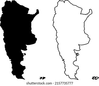 Basis silhouettes on white background. Map of Argentina