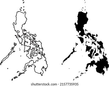 Basis silhouettes on white background. Map of Philippines