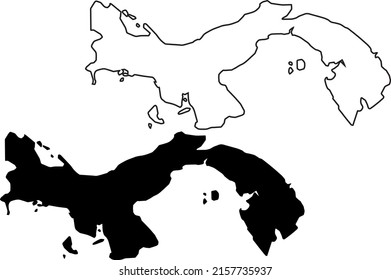 Siluetas de fondo blanco. Mapa de Panamá