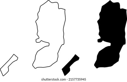 Basis silhouettes on white background. Map of Palestine