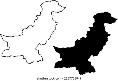 Basis silhouettes on white background. Map of Pakistan