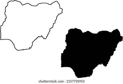 Siluetas de fondo blanco. Mapa de Nigeria
