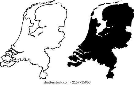 Basis silhouettes on white background. Map of Netherlands