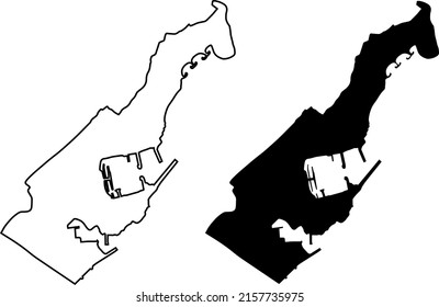 Basis silhouettes on white background. Map of Monaco